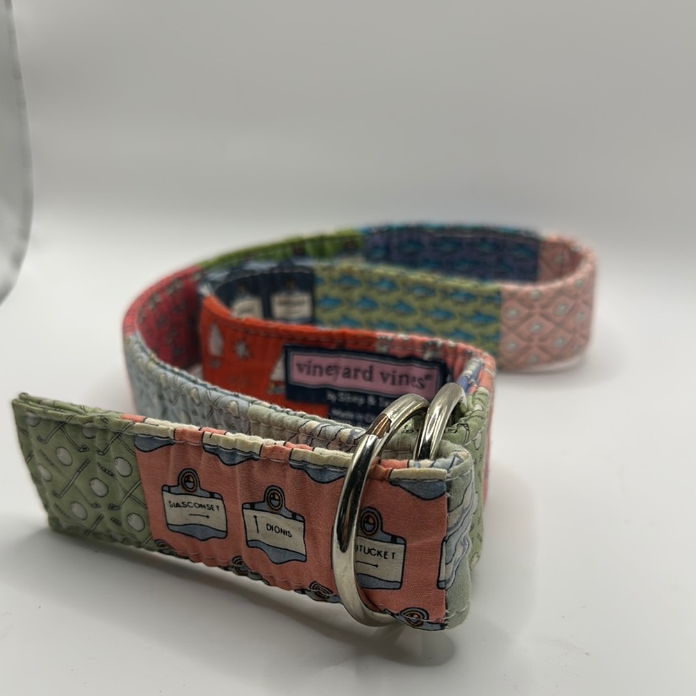 Vineyard Vines Green and Pink Belt with Silver Buckle size S Women’s